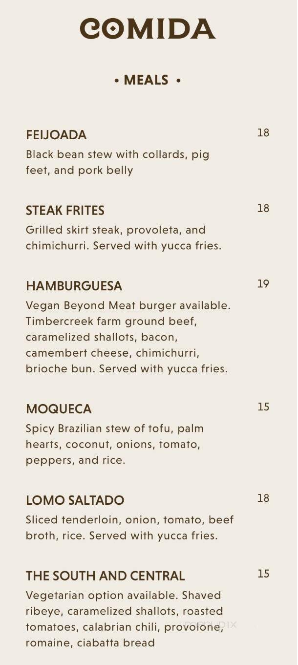South and Central - Charlottesville, VA menu_pic