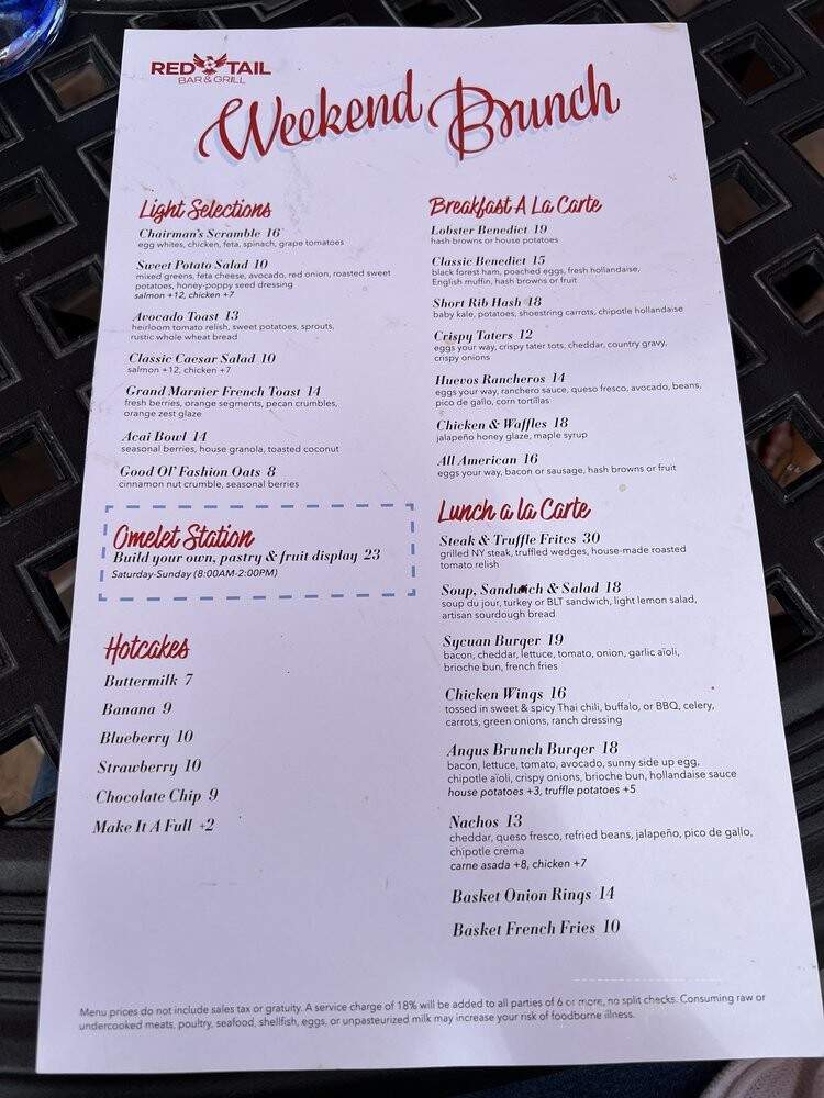 Red Tail Bar & Grill - El Cajon, CA menu_pic