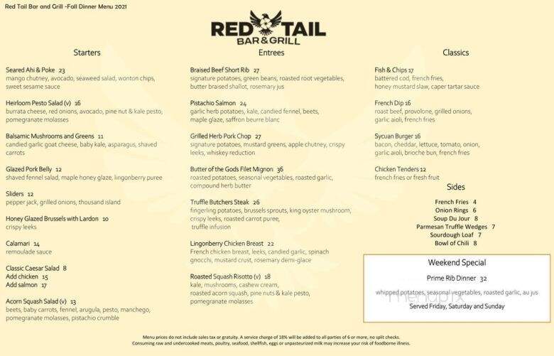 Red Tail Bar & Grill - El Cajon, CA menu_pic
