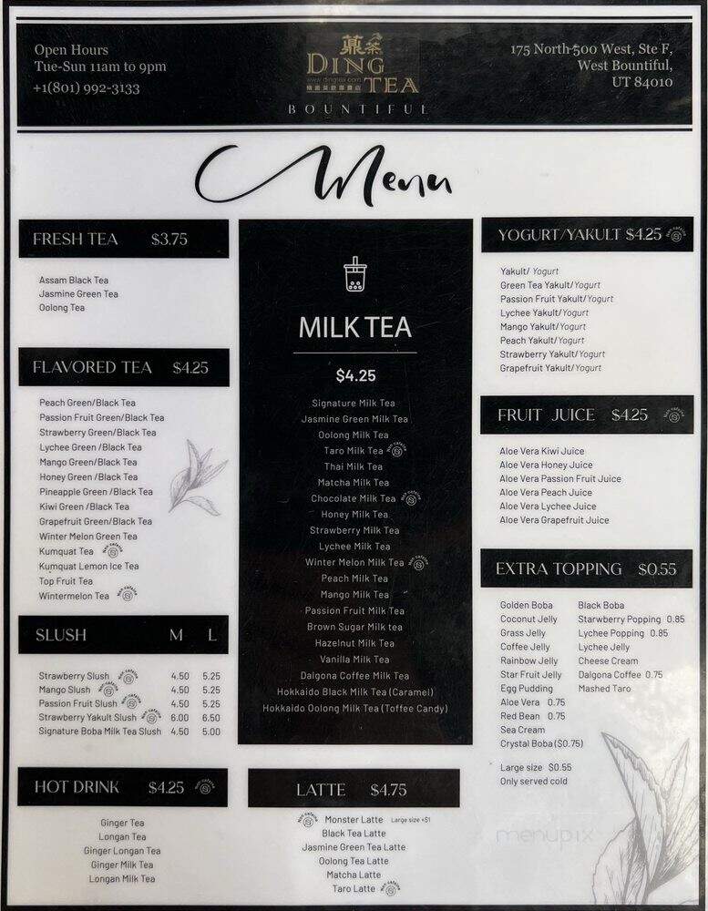 Ding Tea Bountiful - West Bountiful, UT menu_pic