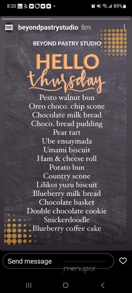 Beyond Pastry Studio - Honolulu, HI menu_pic