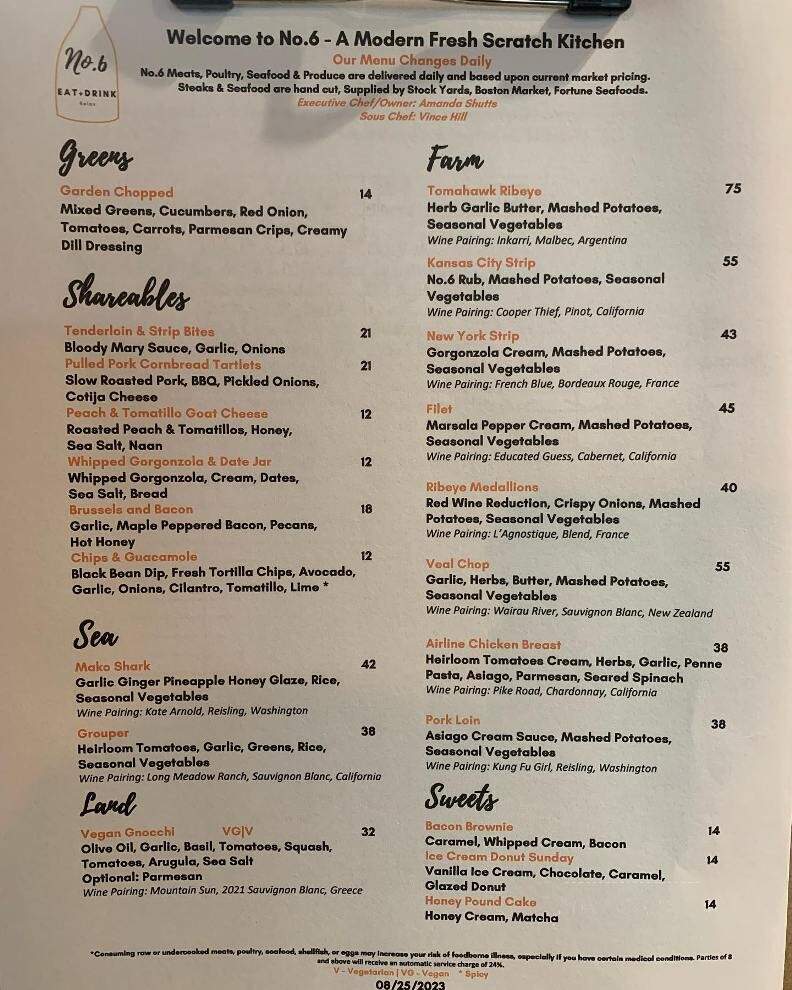 No6 - South Bend, IN menu_pic