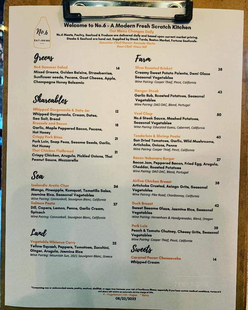 No6 - South Bend, IN menu_pic