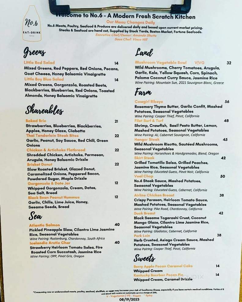 No6 - South Bend, IN menu_pic