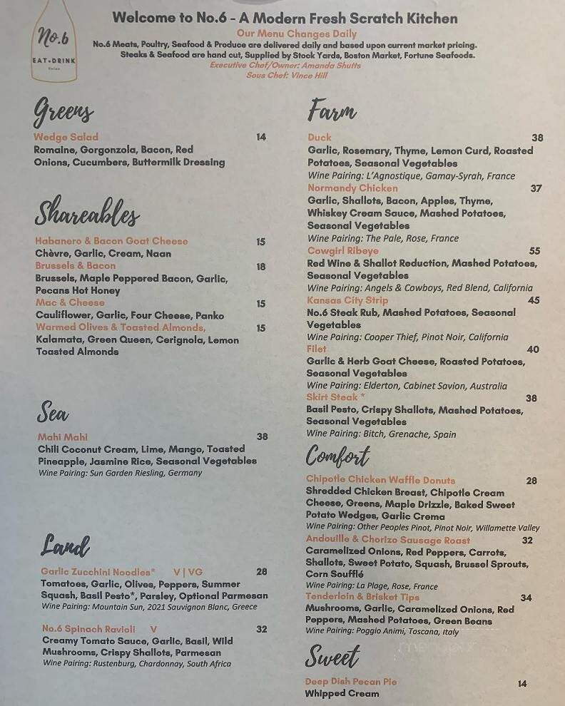 No6 - South Bend, IN menu_pic