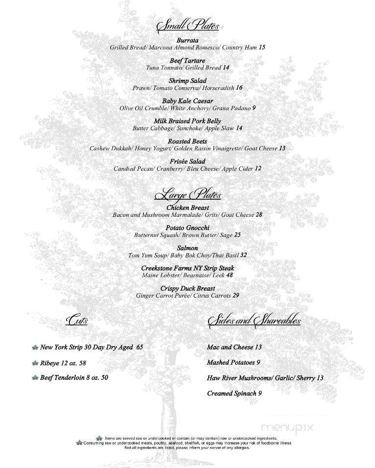 The Sycamore at Chatham Mills - Pittsboro, NC menu_pic
