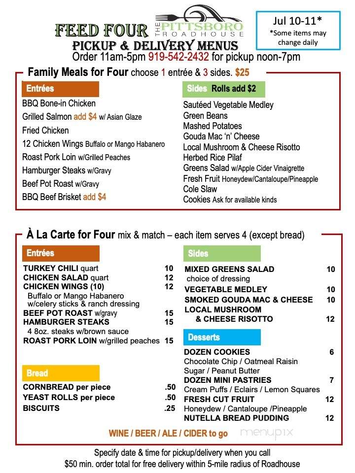 The Sycamore at Chatham Mills - Pittsboro, NC menu_pic