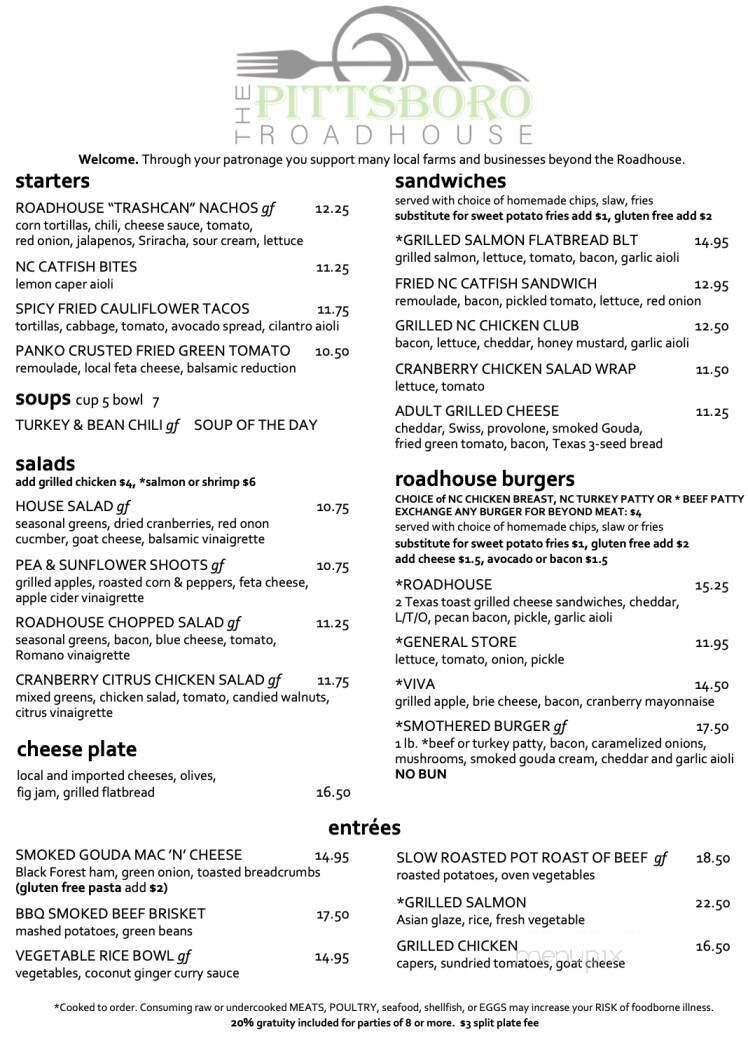 The Sycamore at Chatham Mills - Pittsboro, NC menu_pic