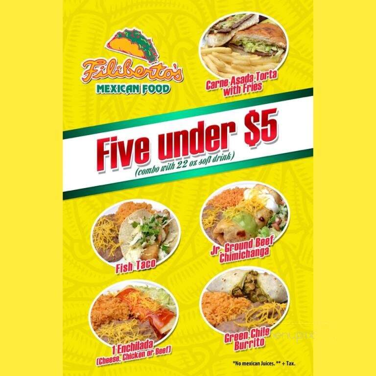 Filiberto's Mexican Food - Flagstaff, AZ menu_pic