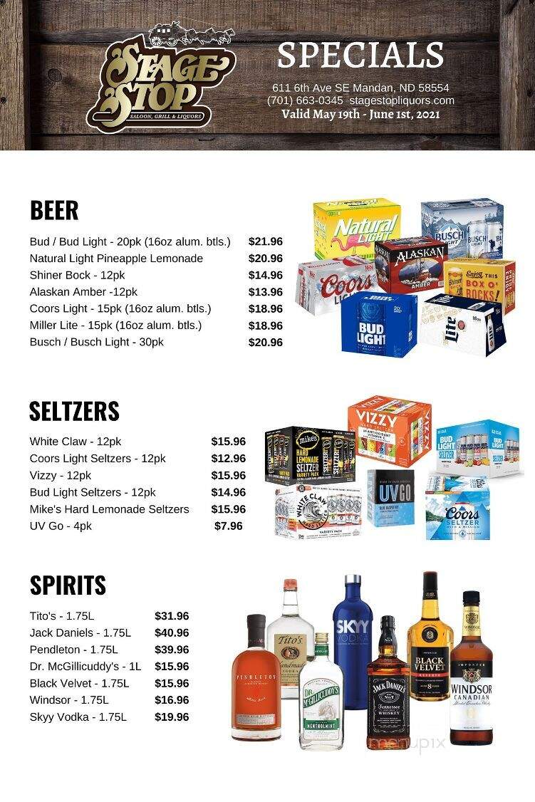 Stage Stop Saloon & Grill - Mandan, ND menu_pic