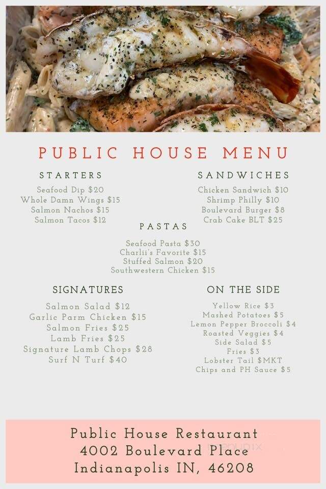 Public House - Indianapolis, IN menu_pic