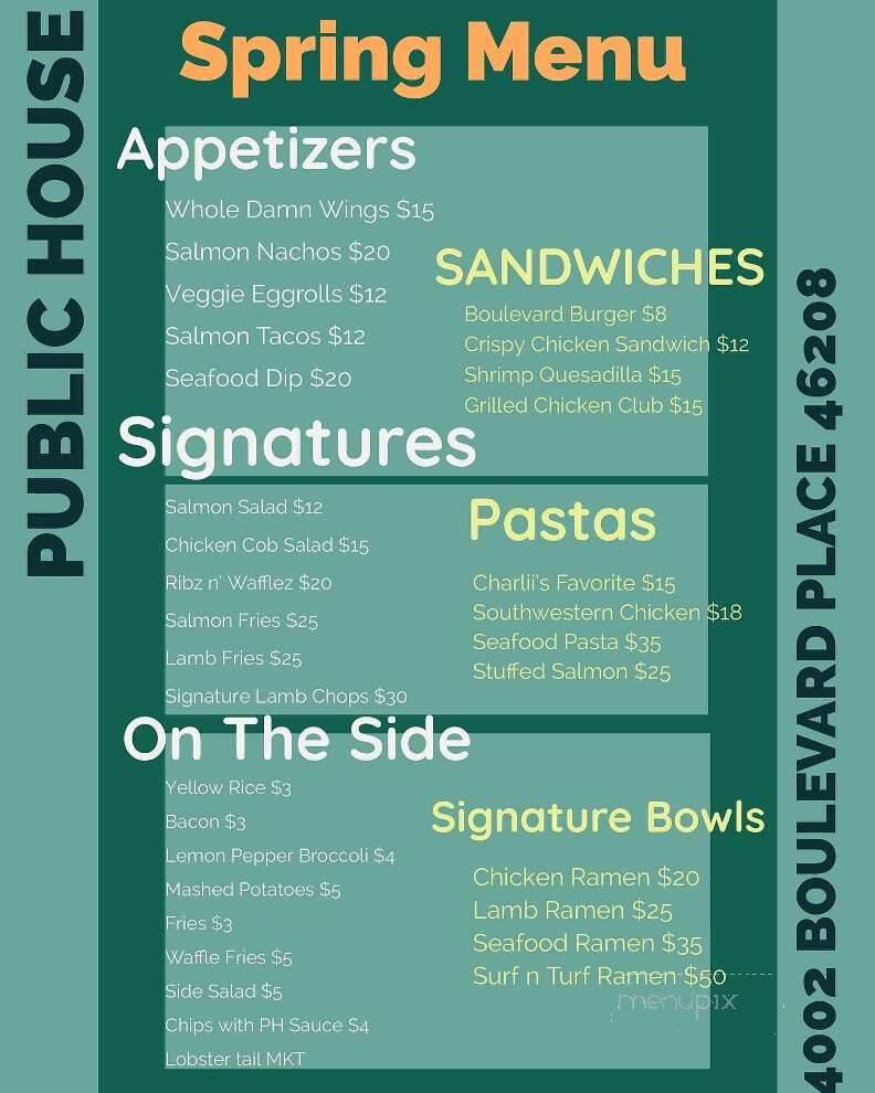 Public House - Indianapolis, IN menu_pic