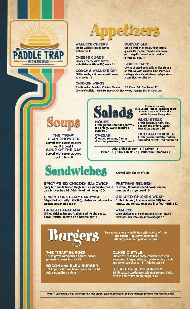 The Paddle Trap - Mandan, ND menu_pic