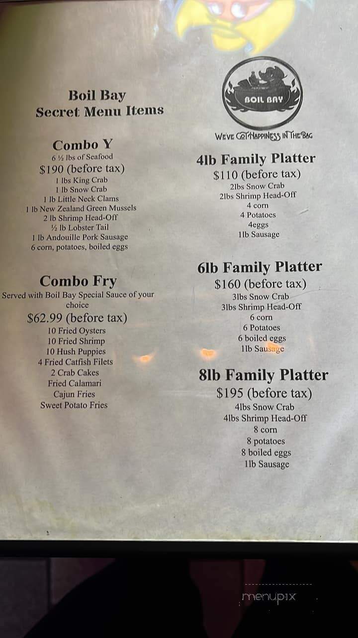 Boil Bay Cajun Seafood and Bar - Richmond, VA menu_pic