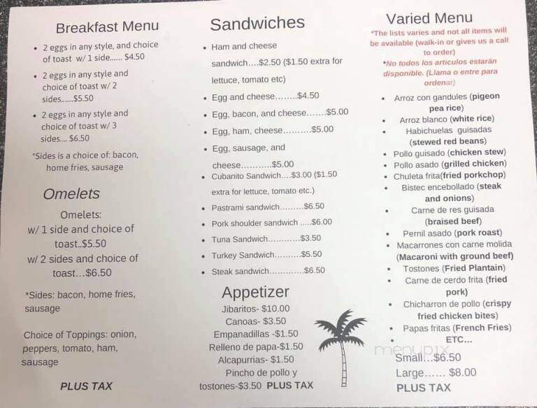 La Plazita del Mofongo Restaurant - Manchester, CT menu_pic