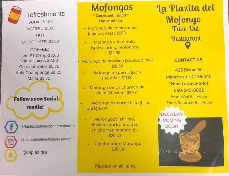 La Plazita del Mofongo Restaurant - Manchester, CT menu_pic