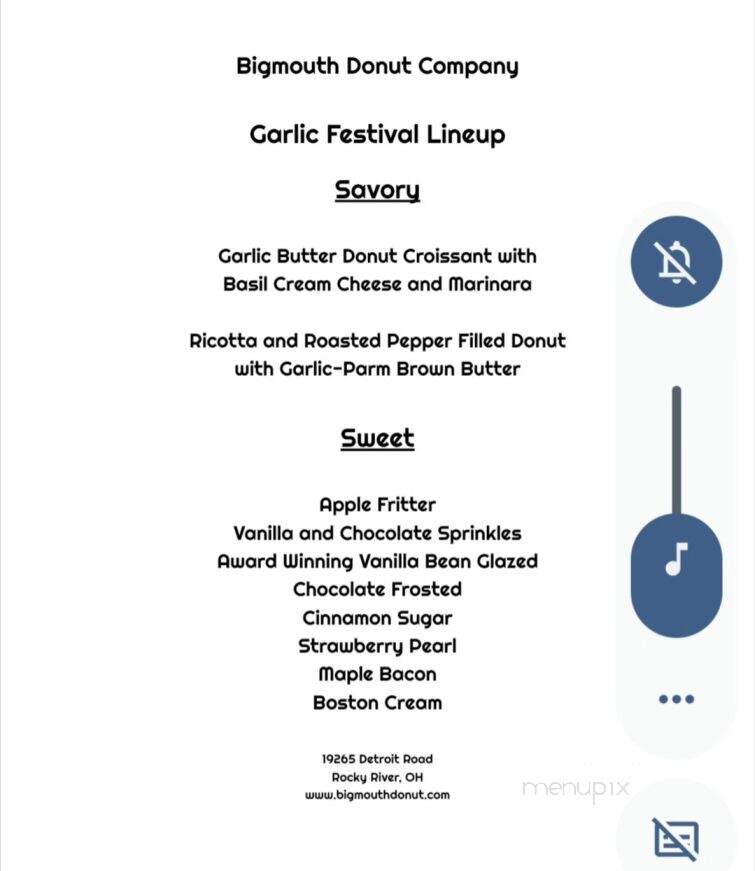 Bigmouth Donut - Rocky River, OH menu_pic