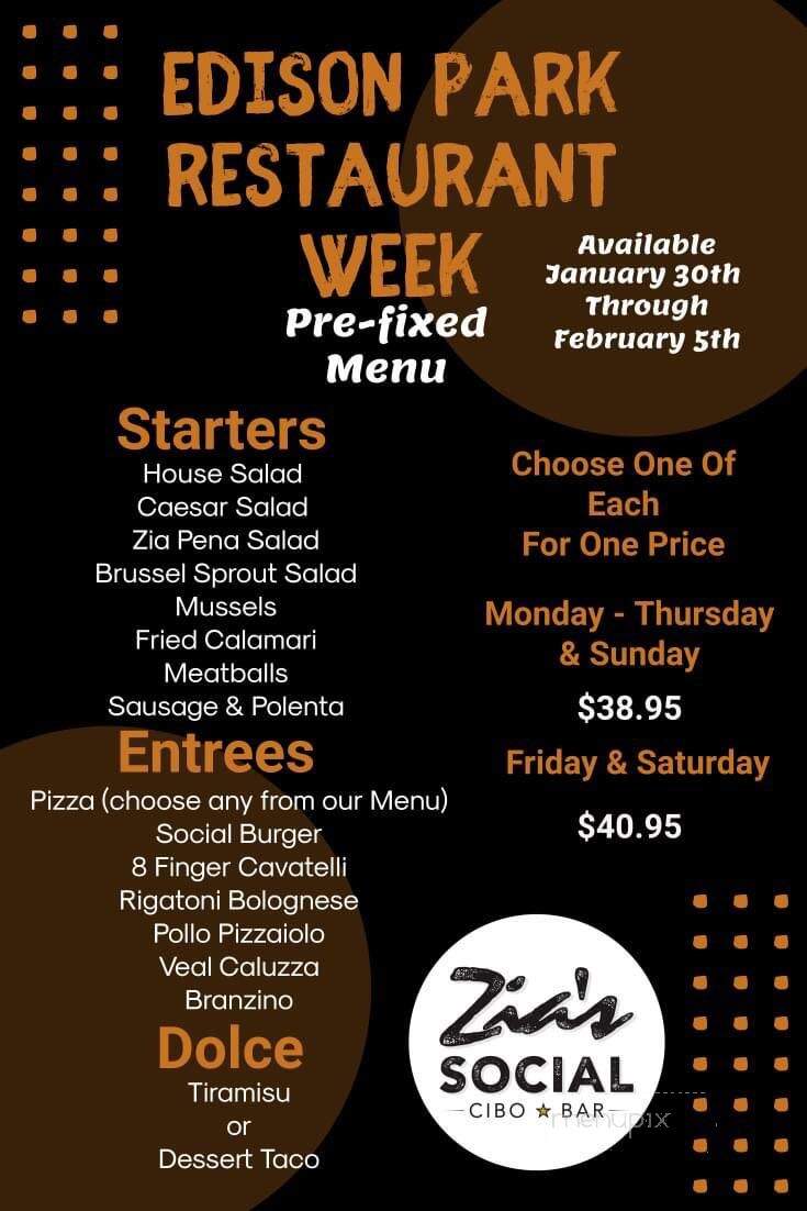 Zia's Social - Chicago, IL menu_pic