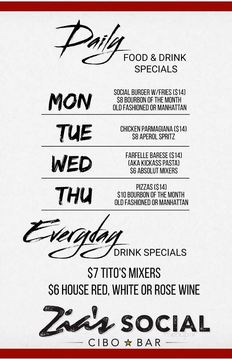 Zia's Social - Chicago, IL menu_pic