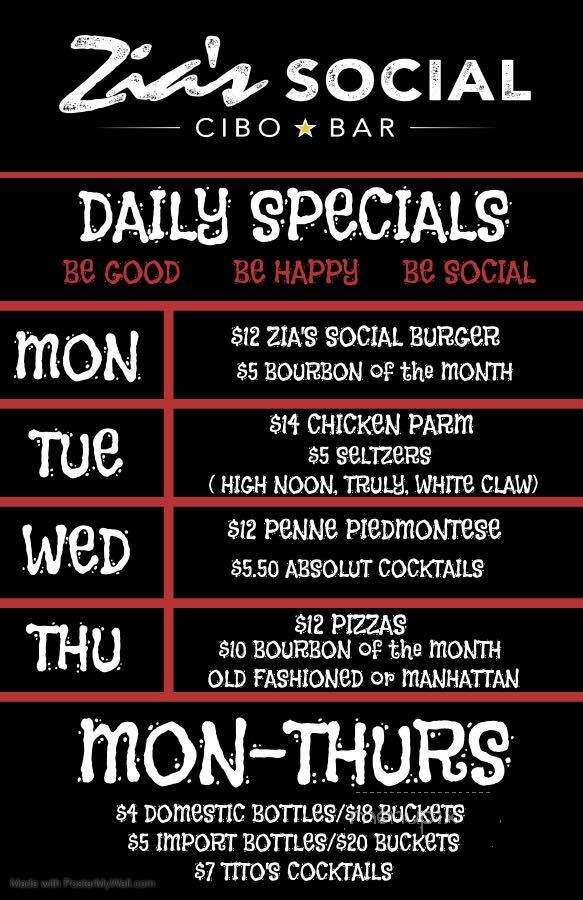 Zia's Social - Chicago, IL menu_pic
