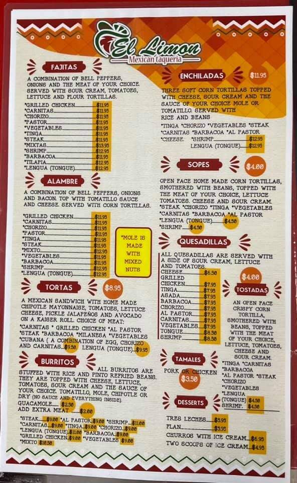 El Limon Pottstown - Stowe, PA menu_pic