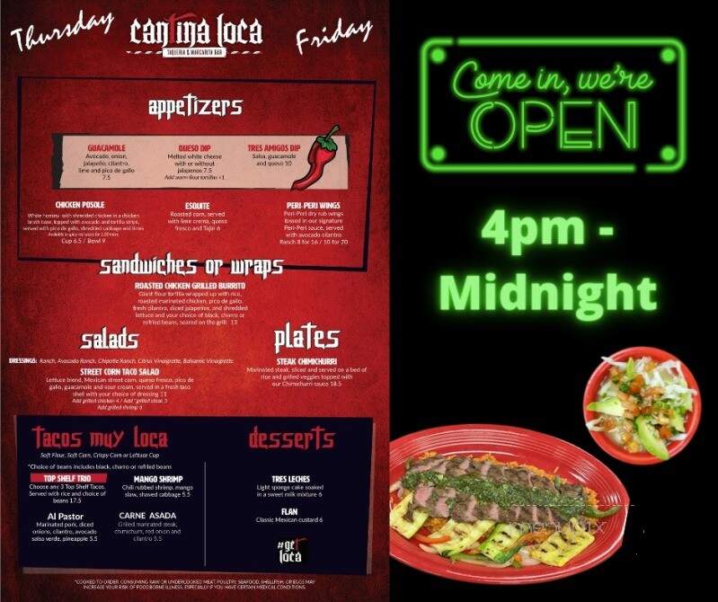 Cantina Loca - Sugar Hill, GA menu_pic
