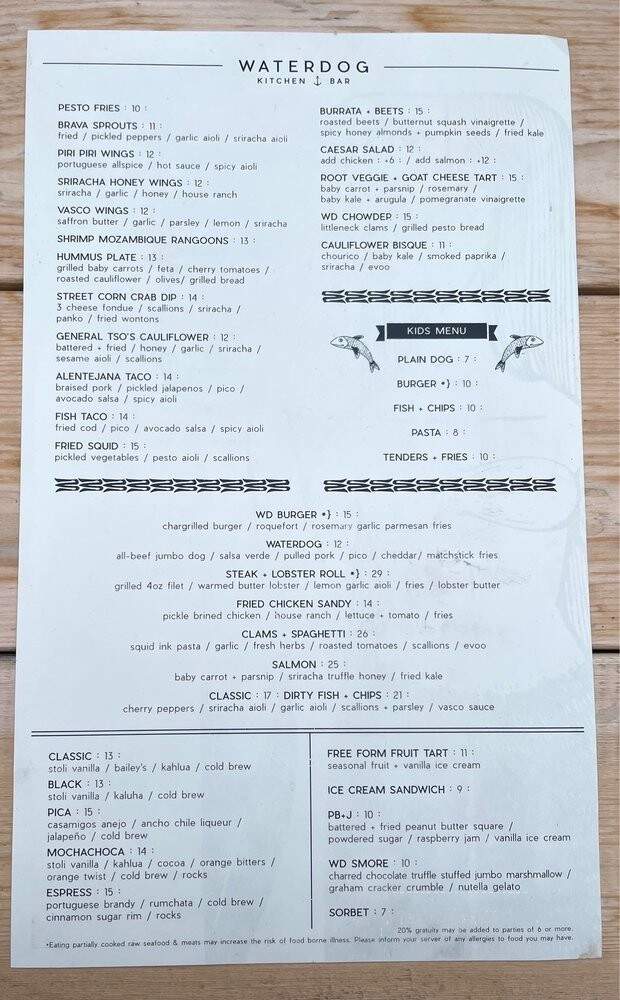 Waterdog Kitchen + Bar - Warren, RI menu_pic