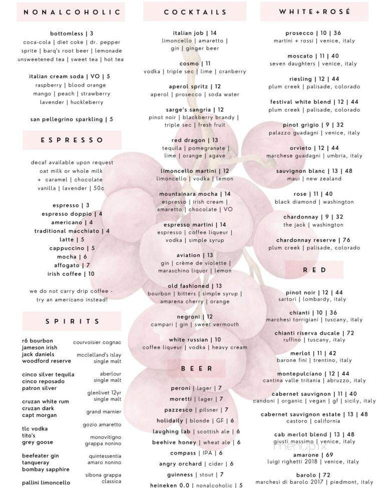 Mountainara Cucina Italiana - Woodland Park, CO menu_pic
