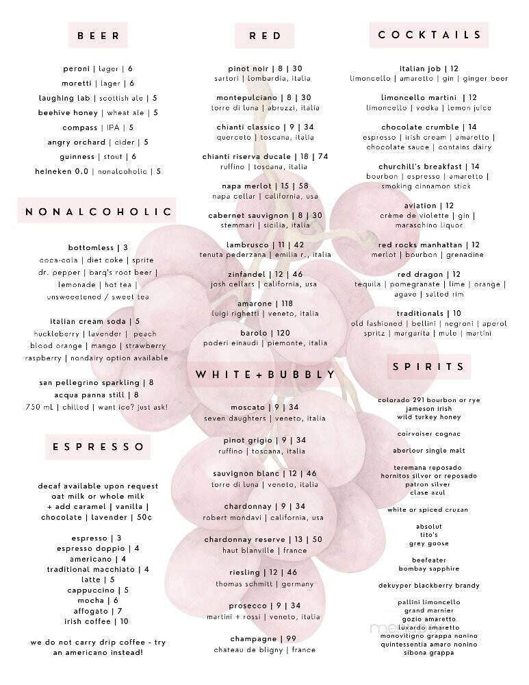 Mountainara Cucina Italiana - Woodland Park, CO menu_pic