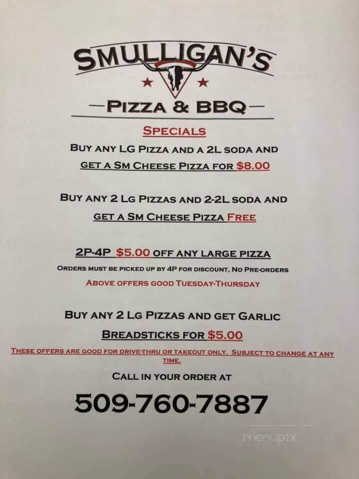 Smulligan's Pizza & BBQ - Moses Lake, WA menu_pic