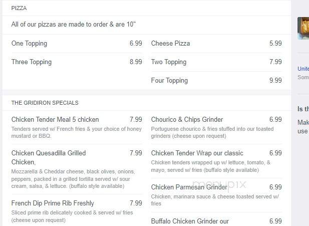 Gridiron Sports Bar - Somerset, MA menu_pic