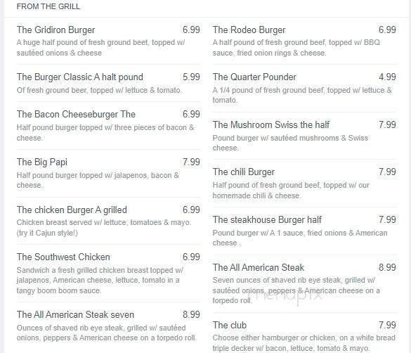 Gridiron Sports Bar - Somerset, MA menu_pic