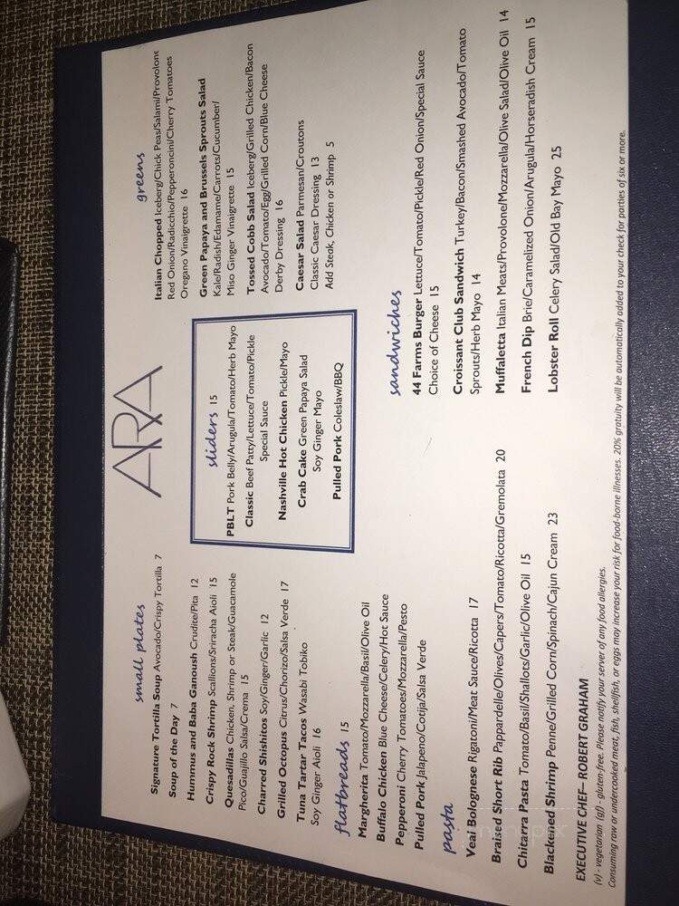 ARA Restaurant @ Royal Sonesta - Houston, TX menu_pic