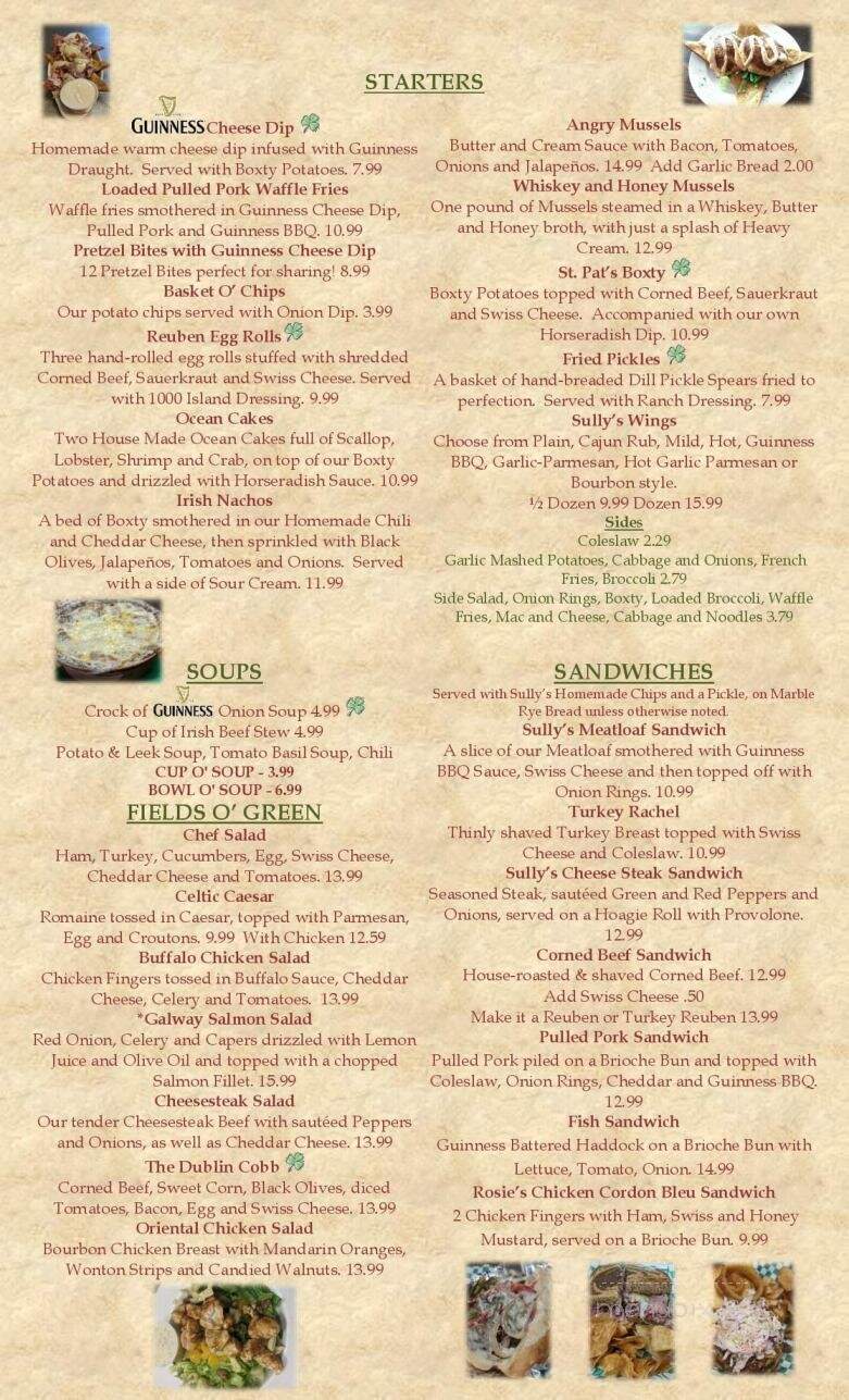 Sully's Irish Pub - Medina, OH menu_pic