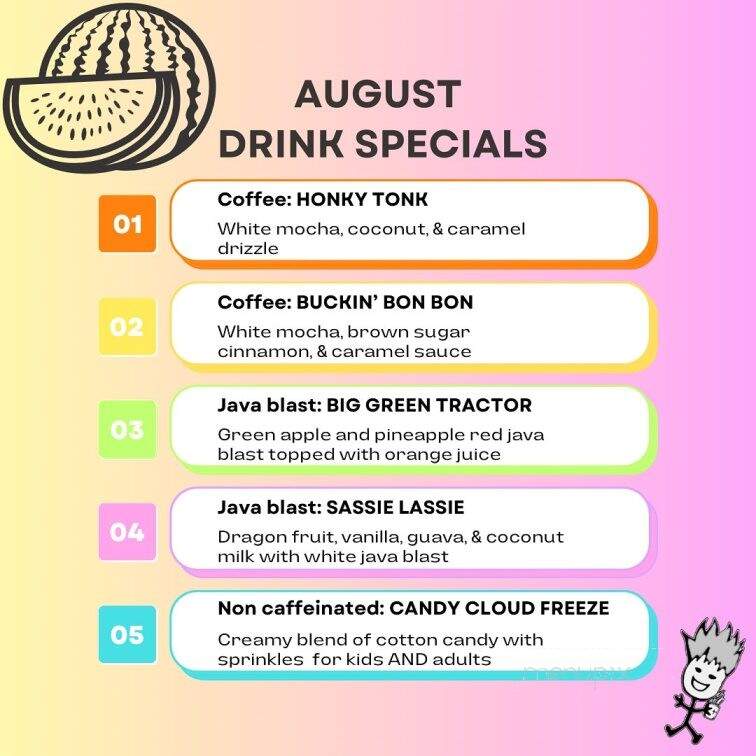 Java Junkies - Umatilla, OR menu_pic