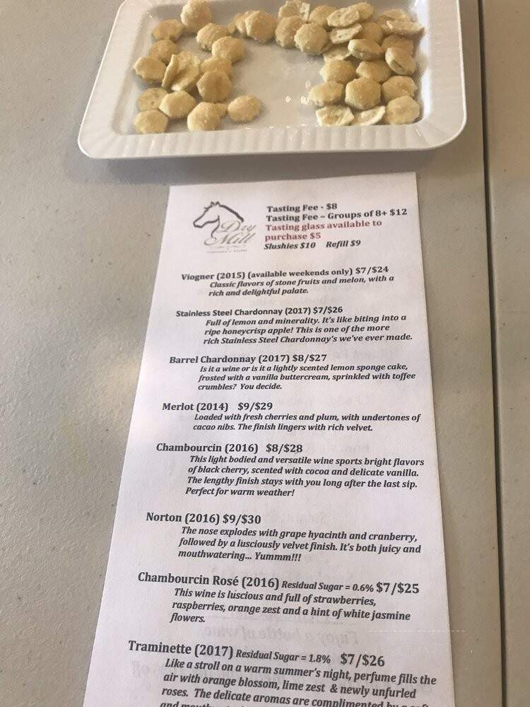 Dry Mill Vineyards and Winery - Leesburg, VA menu_pic