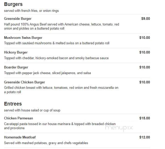 Greenside Grill - Rochester, NH menu_pic