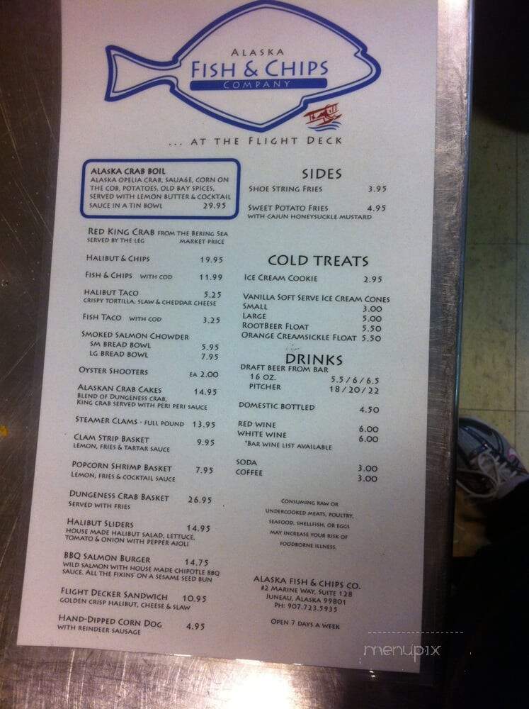 Alaska Fish & Chips at The Flight Deck - Juneau, AK menu_pic
