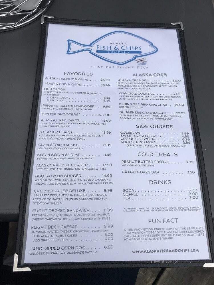 Alaska Fish & Chips at The Flight Deck - Juneau, AK menu_pic