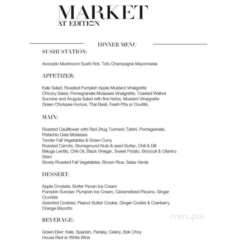 Market at EDITION - Miami Beach, FL menu_pic