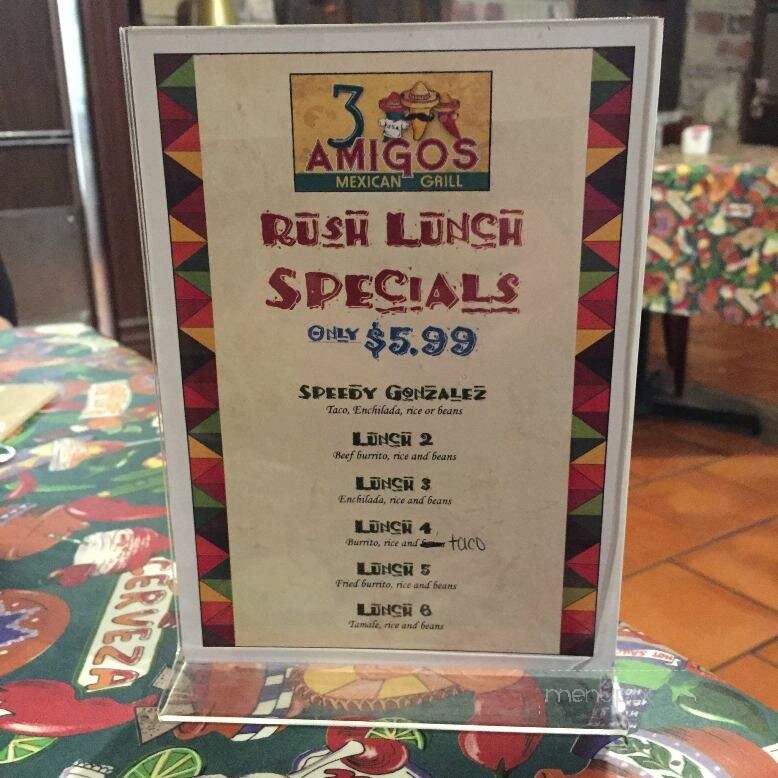 3 Amigos Mexican Grill - Kokomo, IN menu_pic