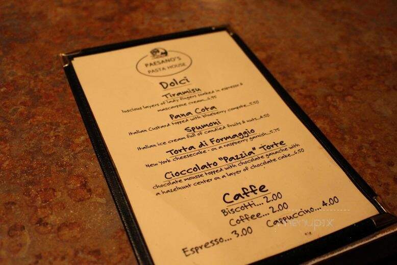 Paesano's Pasta House - Oxford, OH menu_pic