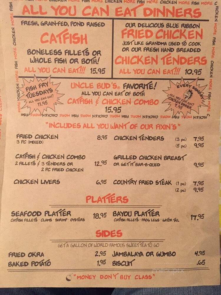 Uncle Bud's Catfish Shack - Nashville, TN menu_pic