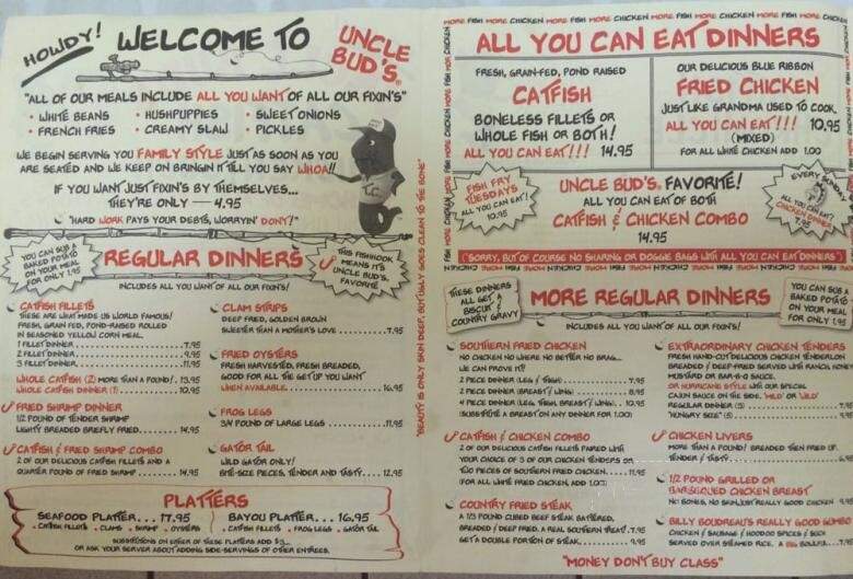 Uncle Bud's Catfish Shack - Nashville, TN menu_pic