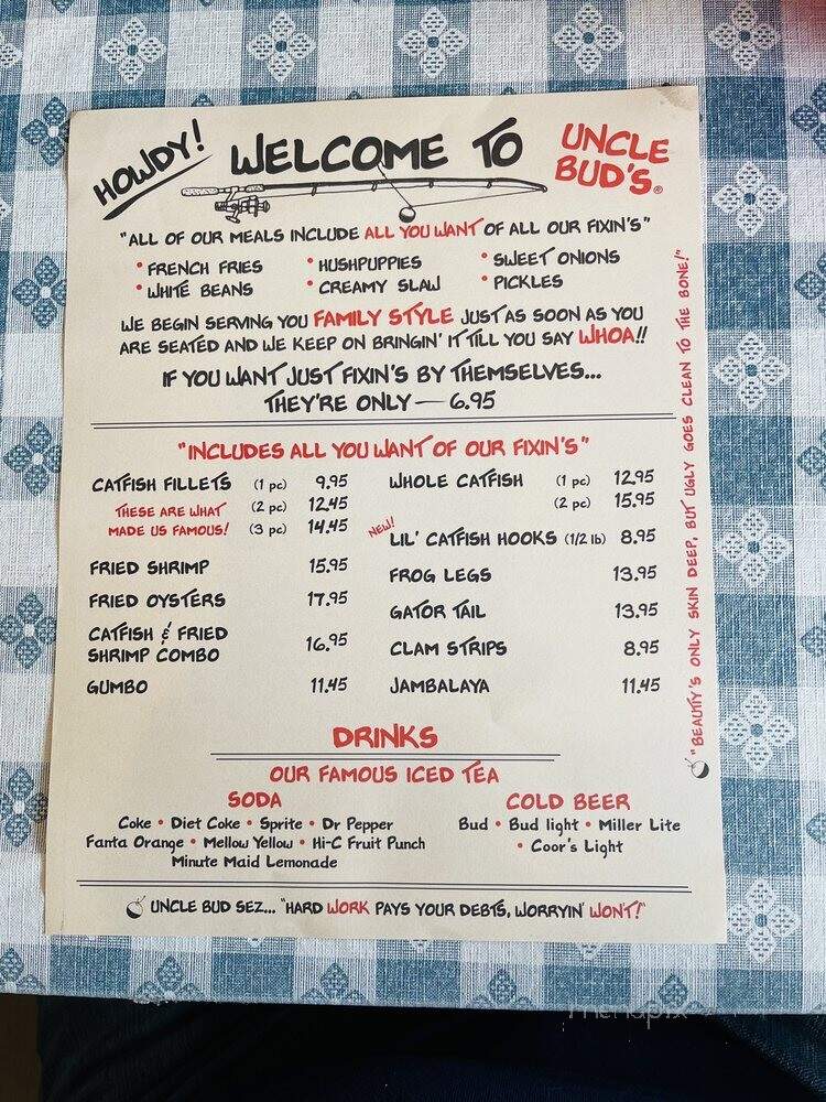 Uncle Bud's Catfish Shack - Nashville, TN menu_pic