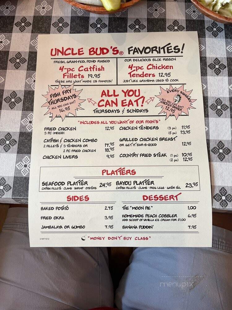 Uncle Bud's Catfish Shack - Nashville, TN menu_pic