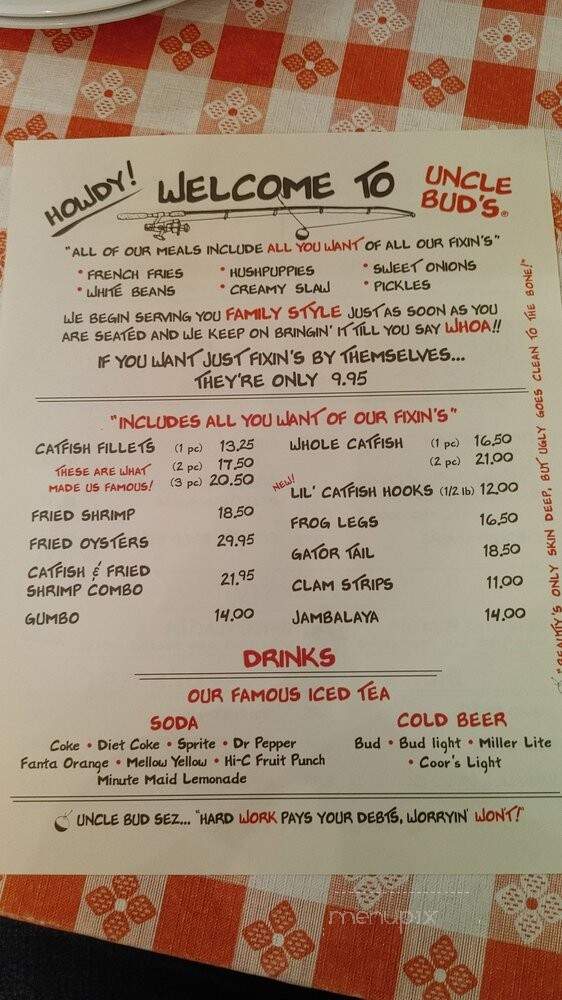 Uncle Bud's Catfish Shack - Nashville, TN menu_pic