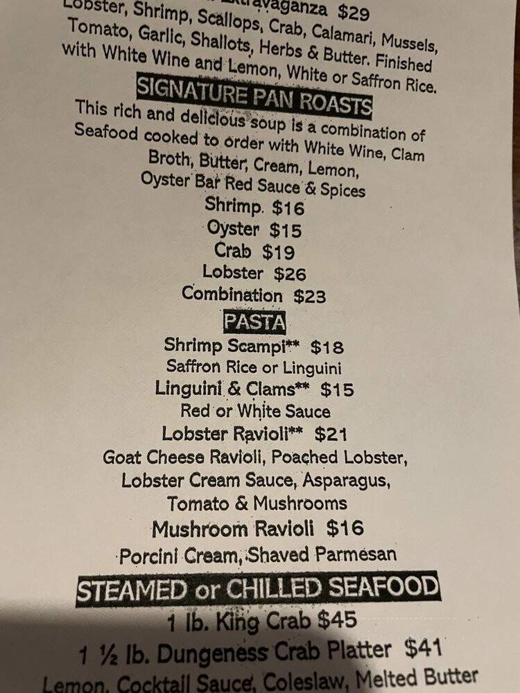 John's Oyster Bar - Sparks, NV menu_pic