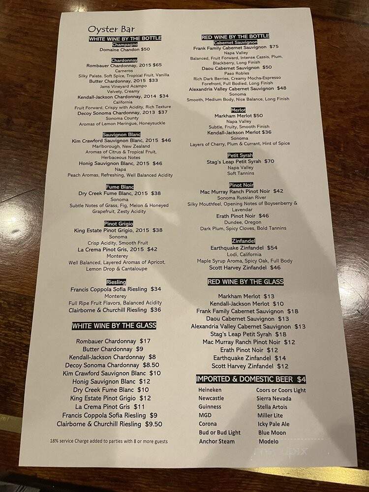 John's Oyster Bar - Sparks, NV menu_pic