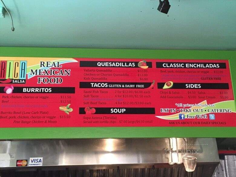 Rica Salsa - Victoria, BC menu_pic